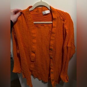 Monday Swimwear Orange Linen Shirt